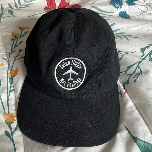 CATCH FLIGHTS NOT FEELINGS hat with adjustable strap one size - Picture 1 of 6